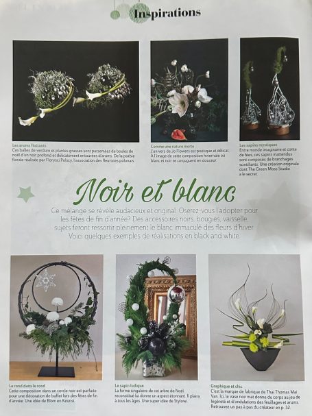 MAI VAN Thai Thomas art floral moderne Noir et blanc Composition d'art floral moderne Noir et blanc Atelier Floral magazine
