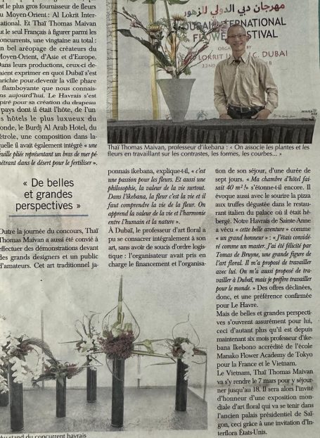 MAI VAN Thai Thomas Ikebana compositions Dubai exposition Compositions d'ikebana MAI VAN Thai Thomas expose Dubai article presse