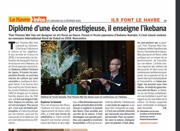 MAI VAN Thai Thomas diplôme Ikenobo enseigne ikebana Le Havre MAI VAN Thai Thomas diplôme école ikebana Ikenobo enseigne art floral Le Havre Libre